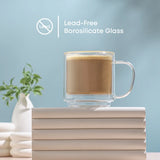 Haven Stackable Double Wall Glass Mugs, 13.5 oz