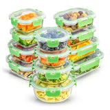12 Glass Storage Containers with Leakproof Lids Set