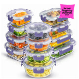 12 Glass Storage Containers with Leakproof Lids Set