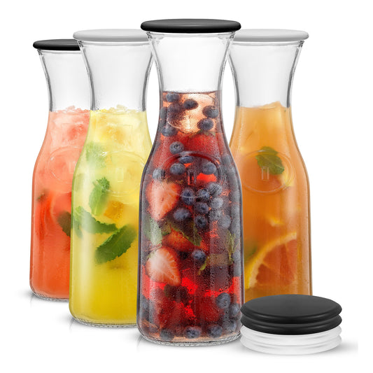 Hali Glass Carafe Pitcher with Lids