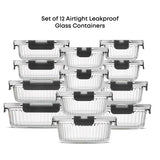 12 Fluted Glass Containers & Leakproof Lids