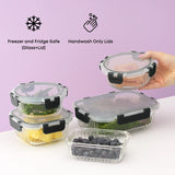 12 Fluted Glass Containers & Leakproof Lids