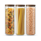 Holden Stackable Glass Storage Canister Set with Wood Lids