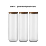 Holden Stackable Glass Storage Canister Set with Wood Lids