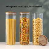 Holden Stackable Glass Storage Canister Set with Wood Lids