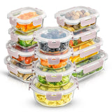 12 Glass Storage Containers with Leakproof Lids Set