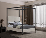 James Contemporary Canopy Bed with Elegant Padded Headboard and Sturdy Steel Frame for Dreamy Nights