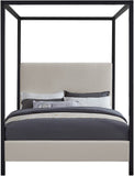 James Contemporary Canopy Bed with Elegant Padded Headboard and Sturdy Steel Frame for Dreamy Nights