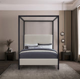 James Contemporary Canopy Bed with Elegant Padded Headboard and Sturdy Steel Frame for Dreamy Nights