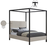 James Contemporary Canopy Bed with Elegant Padded Headboard and Sturdy Steel Frame for Dreamy Nights