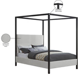 James Contemporary Canopy Bed with Elegant Padded Headboard and Sturdy Steel Frame for Dreamy Nights