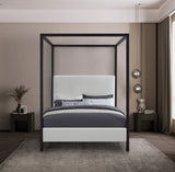 James Contemporary Canopy Bed with Elegant Padded Headboard and Sturdy Steel Frame for Dreamy Nights