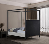 James Contemporary Canopy Bed with Elegant Padded Headboard and Sturdy Steel Frame for Dreamy Nights