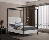 James Contemporary Canopy Bed with Elegant Padded Headboard and Sturdy Steel Frame for Dreamy Nights