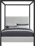 James Contemporary Canopy Bed with Elegant Padded Headboard and Sturdy Steel Frame for Dreamy Nights