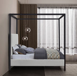 James Contemporary Canopy Bed with Elegant Padded Headboard and Sturdy Steel Frame for Dreamy Nights