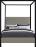 James Contemporary Canopy Bed with Elegant Padded Headboard and Sturdy Steel Frame for Dreamy Nights