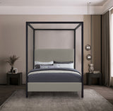 James Contemporary Canopy Bed with Elegant Padded Headboard and Sturdy Steel Frame for Dreamy Nights