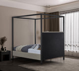 James Contemporary Canopy Bed with Elegant Padded Headboard and Sturdy Steel Frame for Dreamy Nights