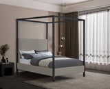 James Contemporary Canopy Bed with Elegant Padded Headboard and Sturdy Steel Frame for Dreamy Nights