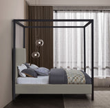 James Contemporary Canopy Bed with Elegant Padded Headboard and Sturdy Steel Frame for Dreamy Nights