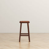James Mid-Century Modern Genuine Tan Leather 24.5" Counter Stool