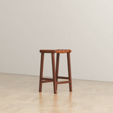 James Mid-Century Modern Genuine Tan Leather 24.5" Counter Stool