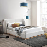 Jardin Wingback Bed - Luxurious Boucle Upholstered Design with Natural Oak Finish for Modern Elegance