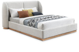 Jardin Wingback Bed - Luxurious Boucle Upholstered Design with Natural Oak Finish for Modern Elegance