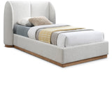 Jardin Wingback Bed - Luxurious Boucle Upholstered Design with Natural Oak Finish for Modern Elegance