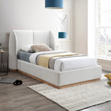 Jardin Wingback Bed - Luxurious Boucle Upholstered Design with Natural Oak Finish for Modern Elegance