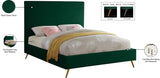 Jasmine Contemporary Velvet Bed with Chic Metal Legs - Stylish Minimalist Design for Modern Homes