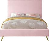 Jasmine Contemporary Velvet Bed with Chic Metal Legs - Stylish Minimalist Design for Modern Homes