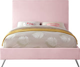 Jasmine Contemporary Velvet Bed with Chic Metal Legs - Stylish Minimalist Design for Modern Homes