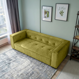 Johnston Olive Green Velvet Sofa
