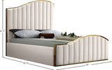 Jolie Contemporary Bed with Polished Gold Frame and Channel Tufting for Luxurious Bedroom Style