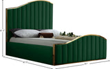 Jolie Contemporary Bed with Polished Gold Frame and Channel Tufting for Luxurious Bedroom Style