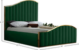 Jolie Contemporary Bed with Polished Gold Frame and Channel Tufting for Luxurious Bedroom Style