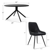 Jonesbo & Boston 43" Black Round Dining Table Set for 4 (5-Piece)