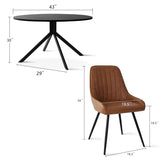 Jonesbo & Boston 43" Black Round Dining Table Set for 4 (5-Piece)