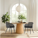Jules Upholstered Rattan Dining Chair with Arms (Set of 4)