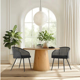 Jules Upholstered Rattan Dining Chair with Arms (Set of 2)