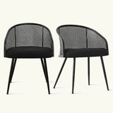 Jules Upholstered Rattan Dining Chair with Arms (Set of 2)