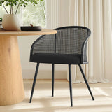 Jules Upholstered Rattan Dining Chair with Arms (Set of 2)