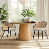 Jules Upholstered Rattan Dining Chair with Arms (Set of 2)