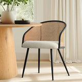 Jules Upholstered Rattan Dining Chair with Arms (Set of 4)