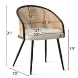 Jules Upholstered Rattan Dining Chair with Arms (Set of 4)