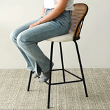 Jules 27.5" Modern Upholstered Rattan Counter Stool (Set of 2)