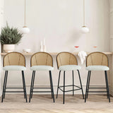 Jules 27.5" Modern Upholstered Rattan Counter Stool (Set of 2)