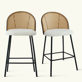 Jules 27.5" Modern Upholstered Rattan Counter Stool (Set of 4)